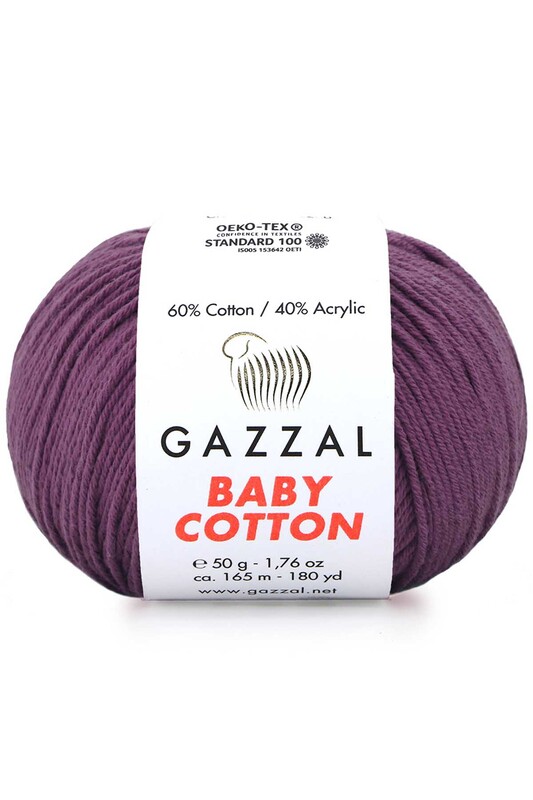 Gazzal Baby Cotton El Örgü İpi Mor 3441 - Thumbnail