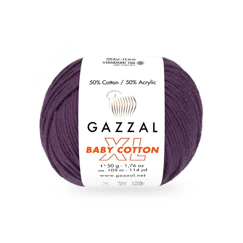 Gazzal - Gazzal Baby Cotton XL El Örgü İpi Mor 3441