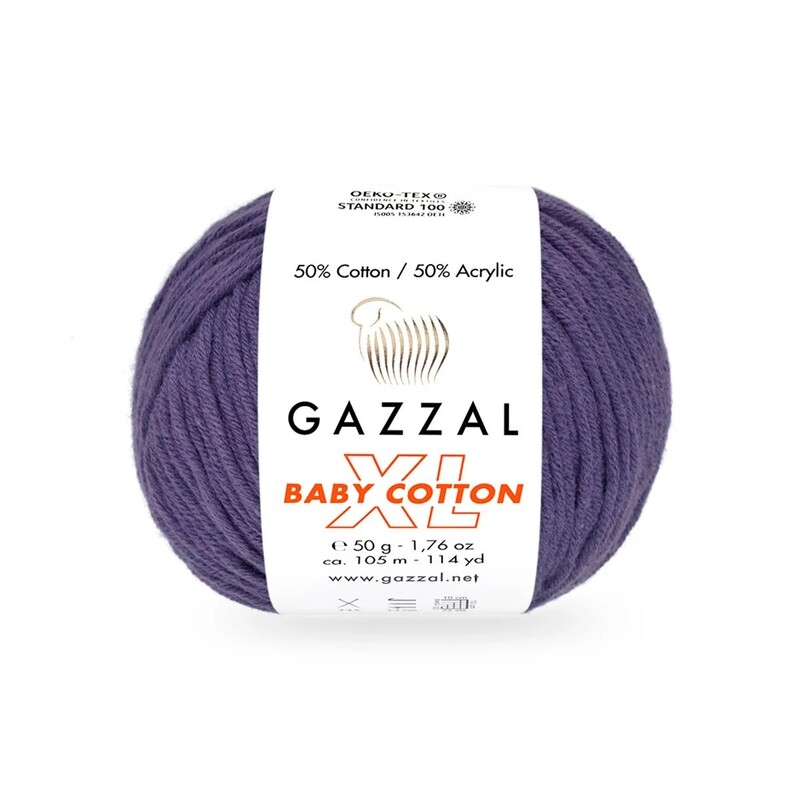 Gazzal - Gazzal Baby Cotton XL El Örgü İpi Koyu Lila 3440