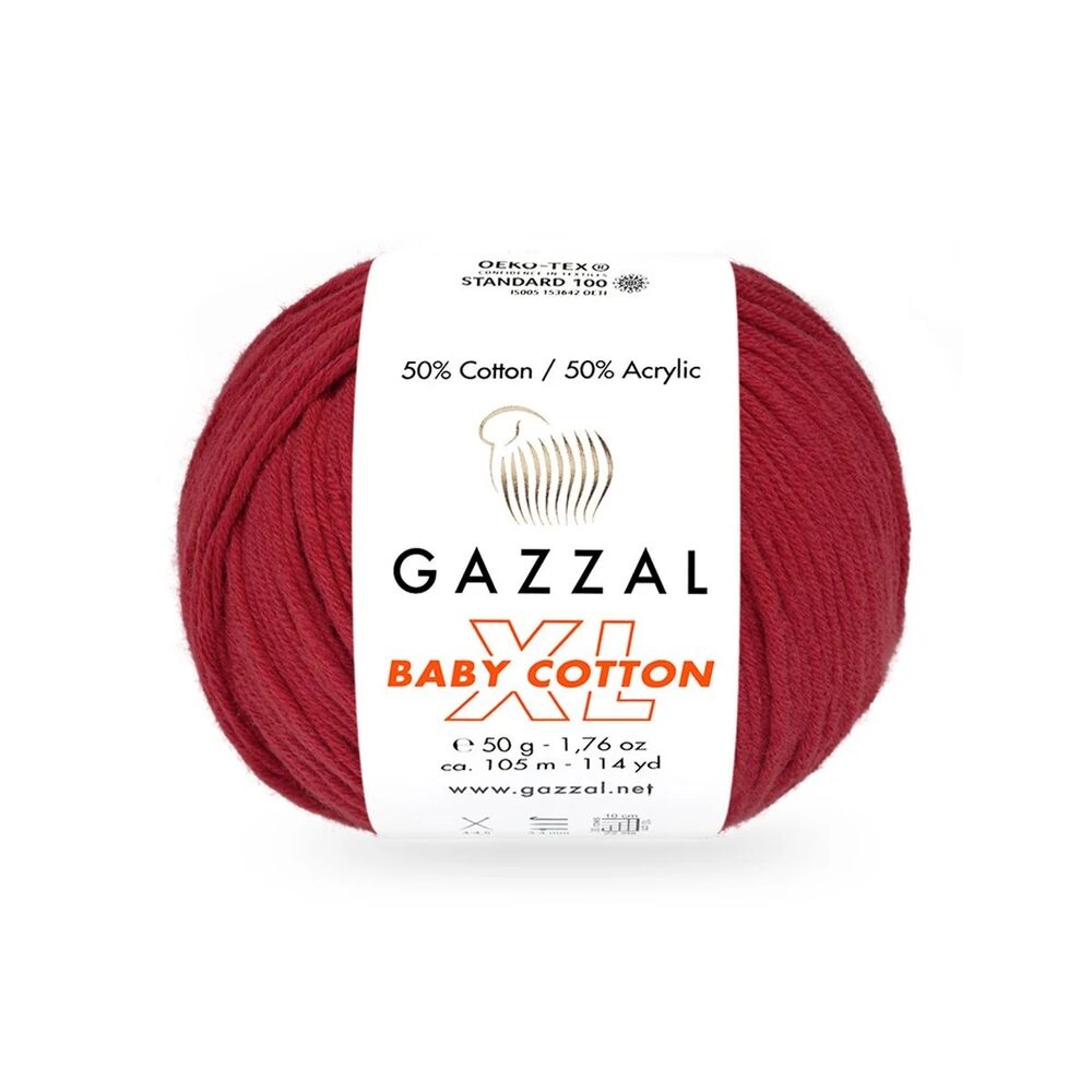 Gazzal Baby Cotton XL El Örgü İpi Kırmızı 3439