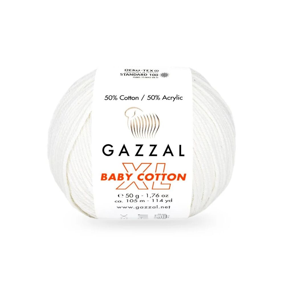 Gazzal Baby Cotton XL El Örgü İpi Parlak Beyaz 3432