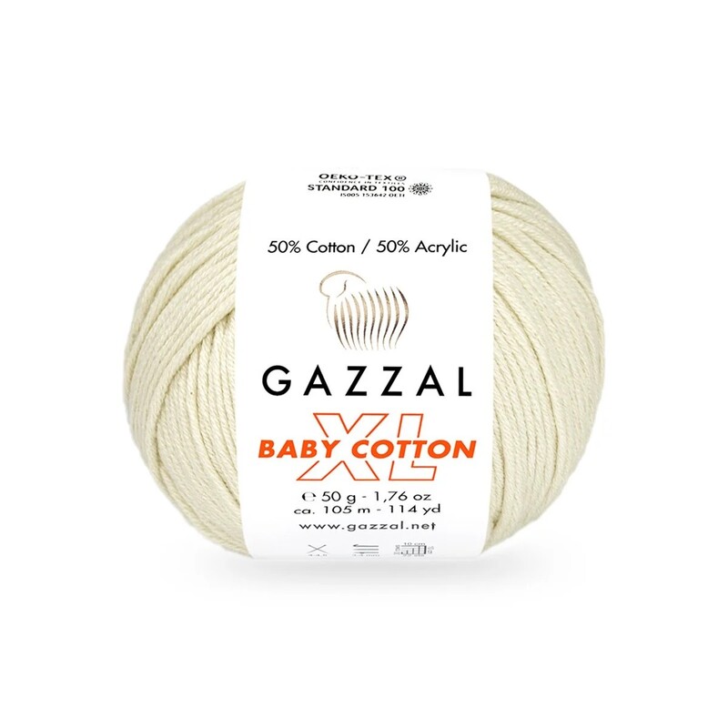 Gazzal Baby Cotton XL El Örgü İpi Krem 3437 - Thumbnail