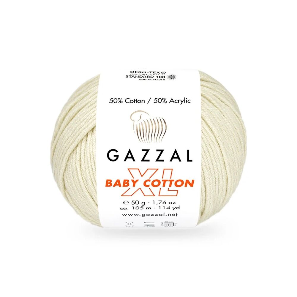 Gazzal Baby Cotton XL El Örgü İpi Krem 3437