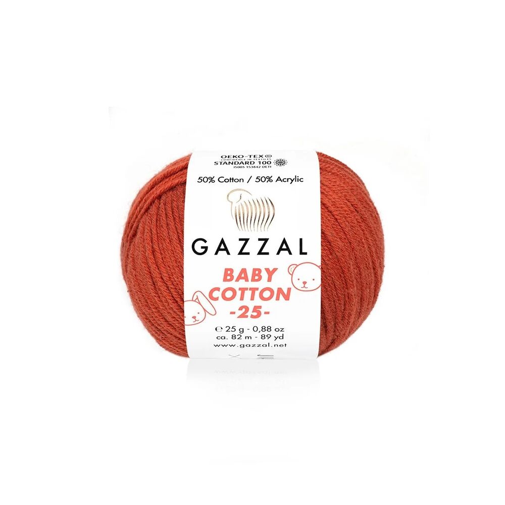 Gazzal Baby Cotton 25 El Örgü İpi Tarçın 3453