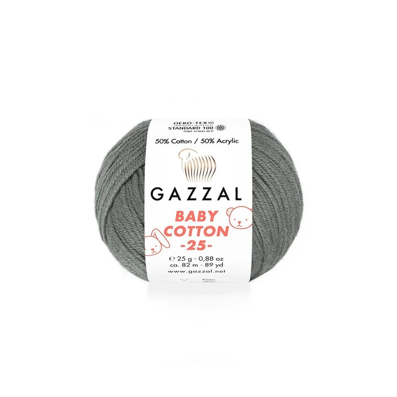 Gazzal - Gazzal Baby Cotton 25 El Örgü İpi Koyu Gri 3450