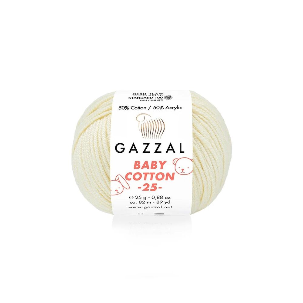 Gazzal Baby Cotton 25 El Örgü İpi Krem 3437
