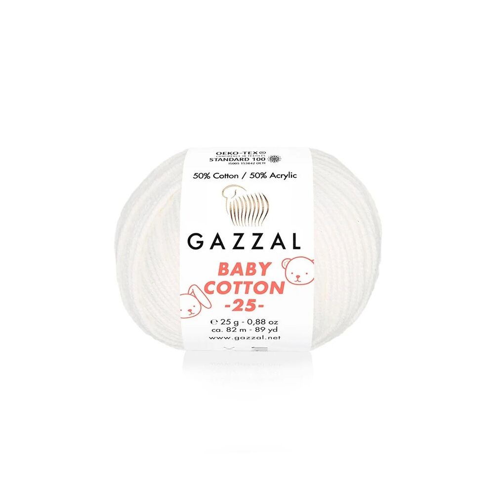 Gazzal Baby Cotton 25 El Örgü İpi Kırık Beyaz 3410