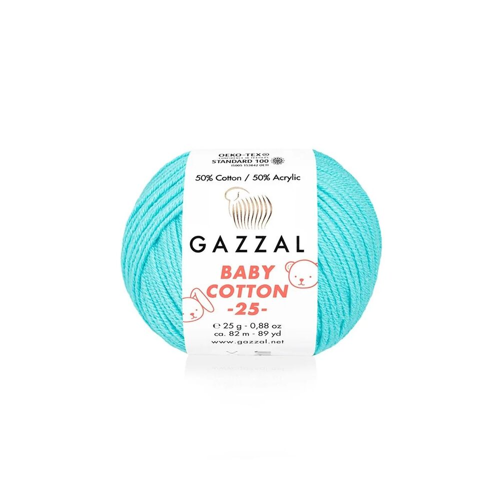Gazzal Baby Cotton 25 El Örgü İpi Açık Mavi 3451