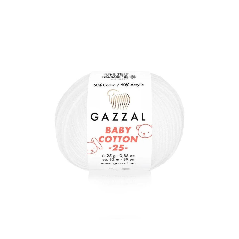 Gazzal Baby Cotton 25 El Örgü İpi Parlak Beyaz 3432