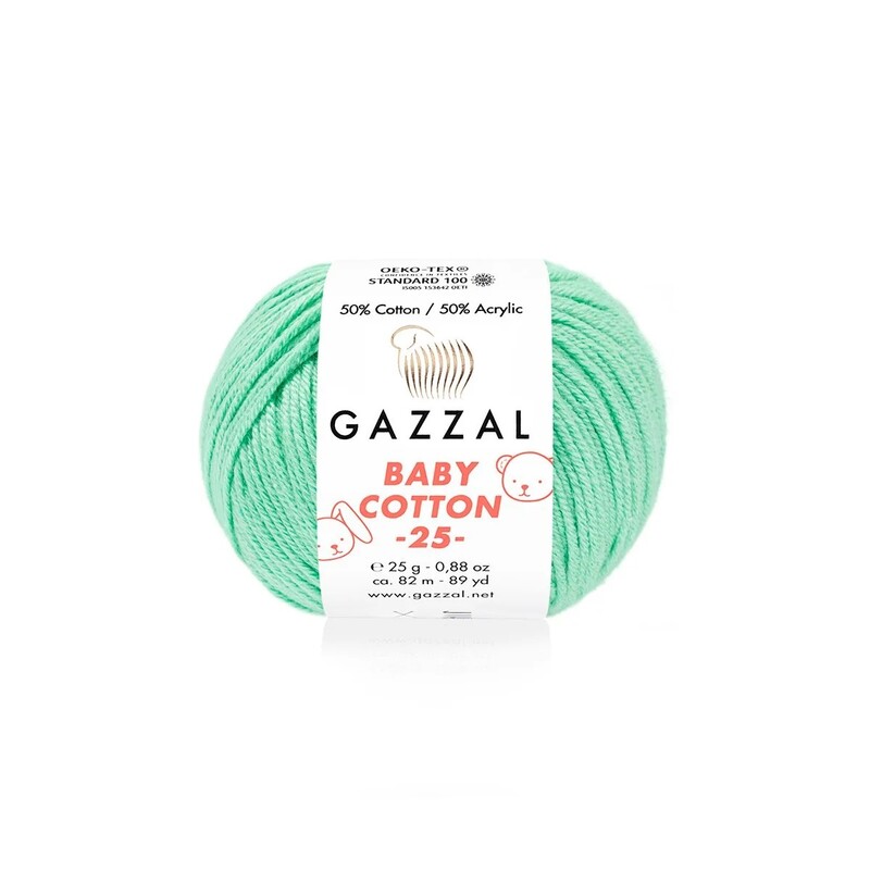 Gazzal Baby Cotton 25 El Örgü İpi Neptün Yeşili 3425 - Thumbnail