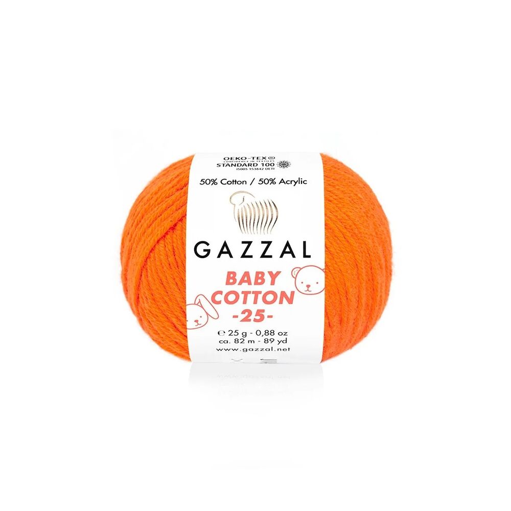 Gazzal Baby Cotton 25 El Örgü İpi Canlı Turuncu 3419