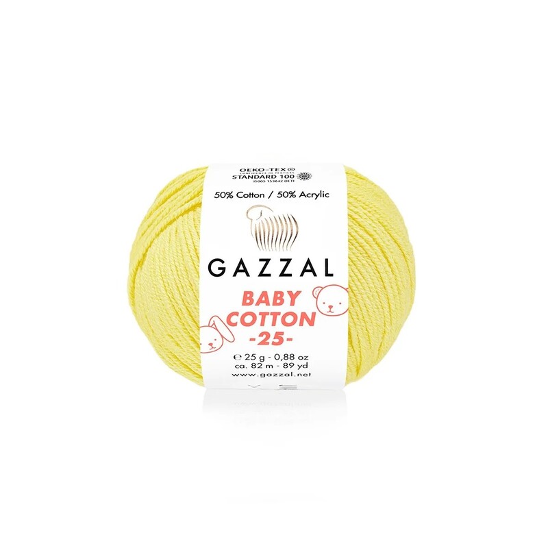 Gazzal Baby Cotton 25 El Örgü İpi Sarı 3413 - Thumbnail