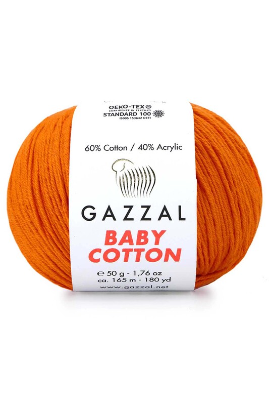 Gazzal Baby Cotton El Örgü İpi Canlı Turuncu 3419 - Thumbnail