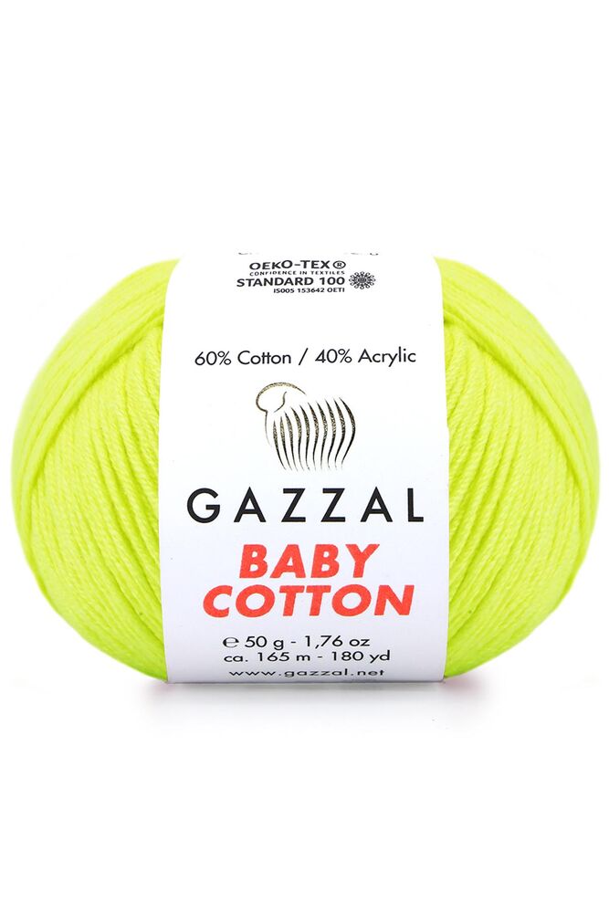 Gazzal Baby Cotton El Örgü İpi Neon Sarı 3462 Gazzal Baby Cotton El Örgü İpi Neon Sarı 3462