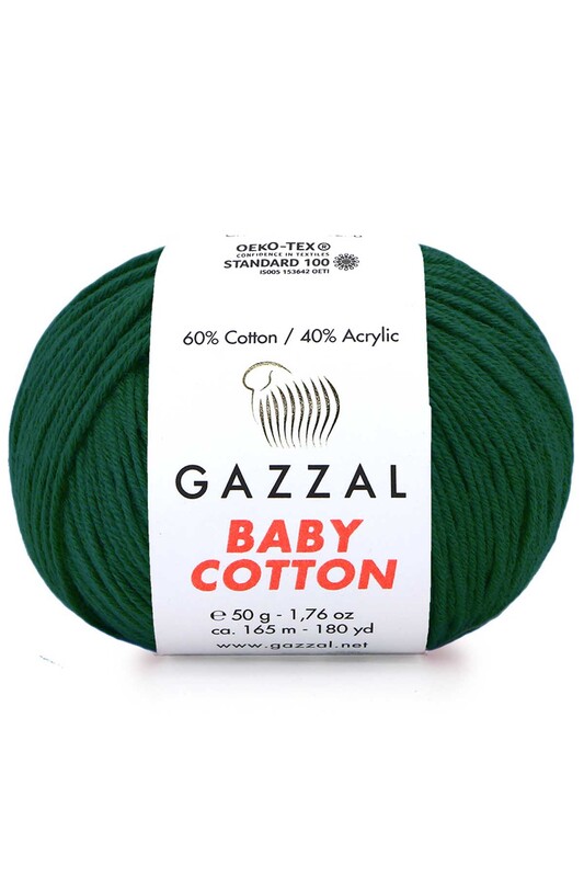 Gazzal - Gazzal Baby Cotton El Örgü İpi Koyu Yeşil 3467 Gazzal - Gazzal Baby Cotton El Örgü İpi Koyu Yeşil 3467