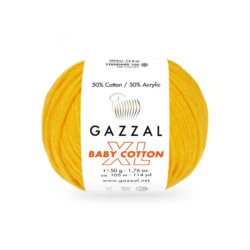 Gazzal Baby Cotton XL Yarn|Mustard Yellow 3417 - Thumbnail
