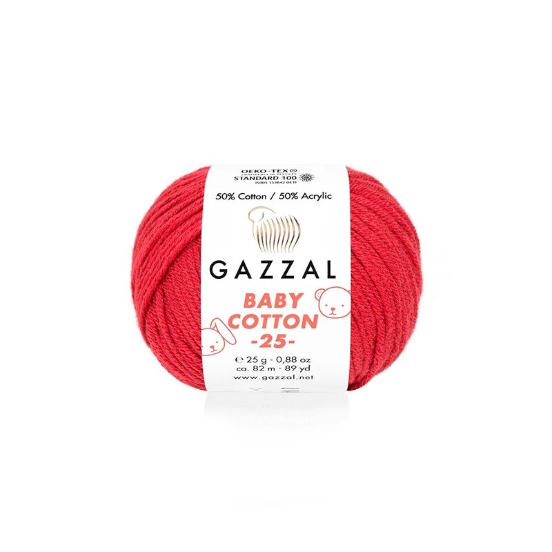 Gazzal Baby Cotton Yarn|Red 3439 - Thumbnail