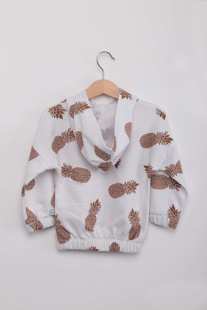 Pineapple Printed Hooded Girl Set | White