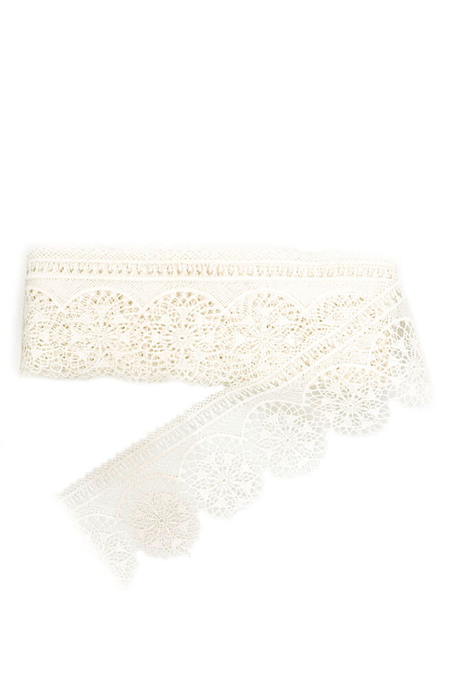 Floral Patterned Guipure Simisso|Cream