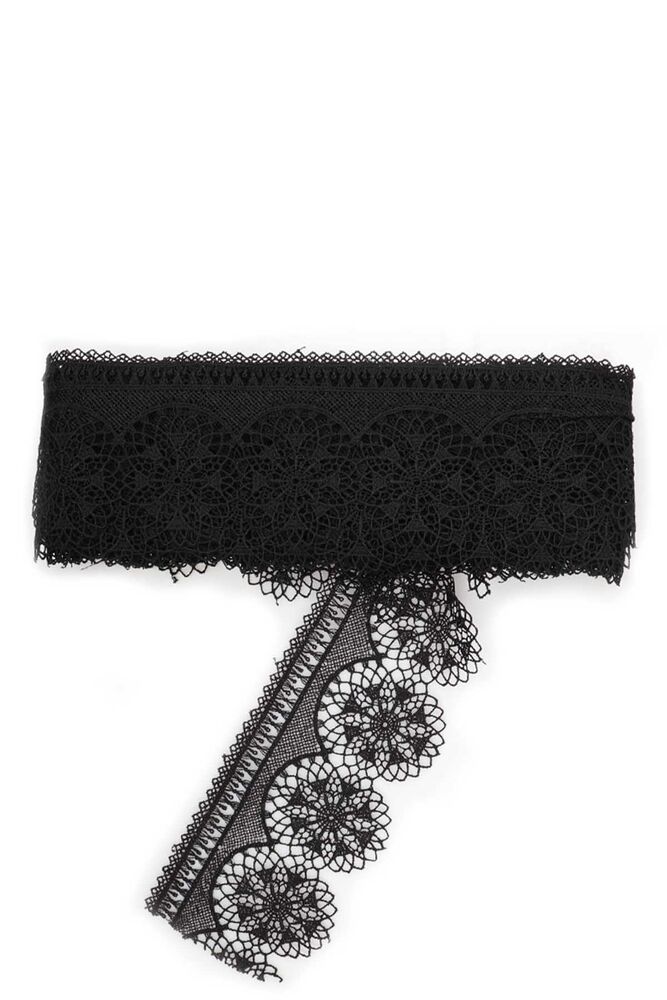 Floral Patterned Guipure Simisso|Black