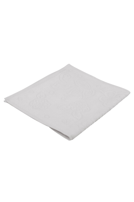 Snowdrop Patterned Velvet Embroidered Hand Towel 30*50 White 9819 - Thumbnail