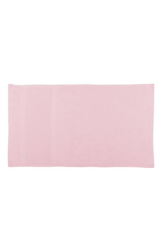 Snowdrop Patterned Velvet Embroidered Hand Towel 30*50 Pink 9819 - Thumbnail