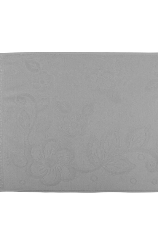 Snowdrop Velvet Embroidered Towel Fringed 50*90 Gray 9210 - Thumbnail