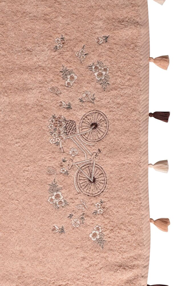 Bisiklet Basklı El Ve Yüz Havlusu 50*90 cm | Bej