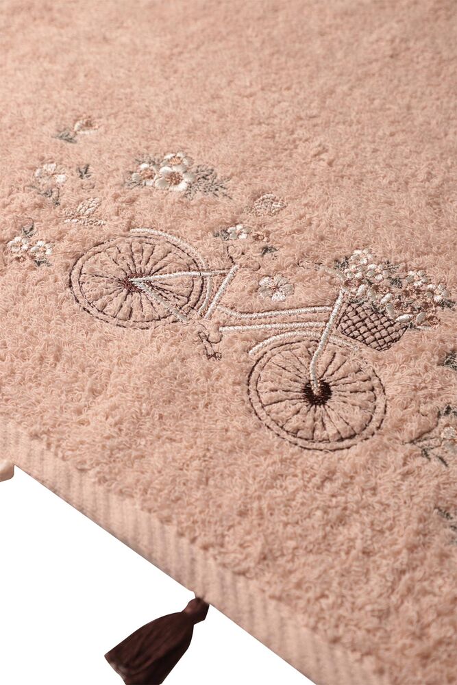 Bisiklet Basklı El Ve Yüz Havlusu 50*90 cm | Bej