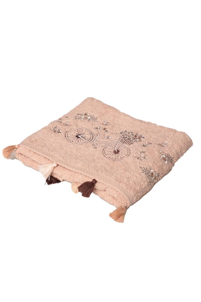Bisiklet Basklı El Ve Yüz Havlusu 50*90 cm | Bej