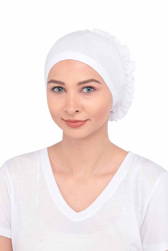 Prenses Fırfırlı Bone | Beyaz