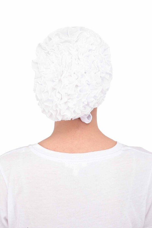 Prenses Fırfırlı Bone | Beyaz - Thumbnail