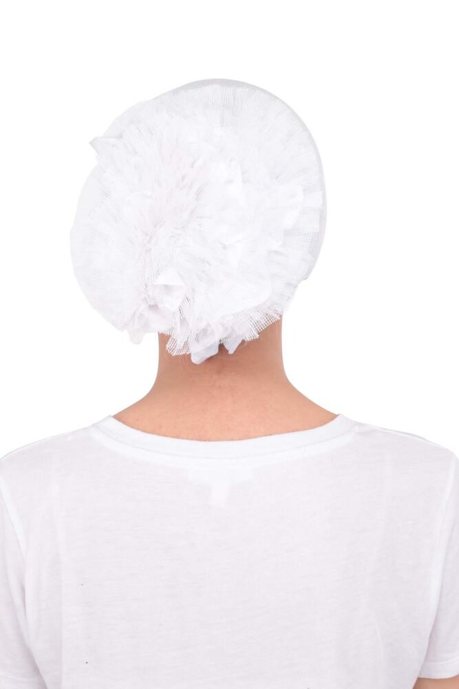 Prenses Dantelli Fırfırlı Bone PR-0009 | Beyaz