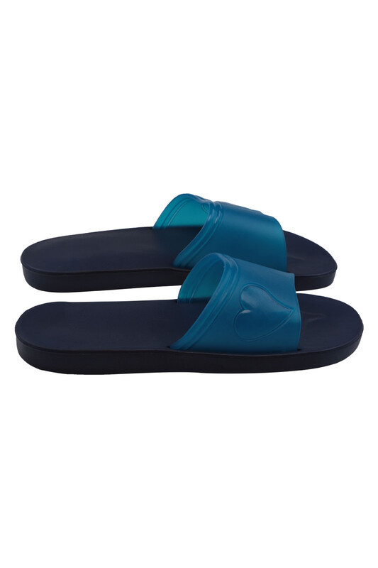 Kaşgar Heart Patterned Women Slippers K18 | Blue - Thumbnail