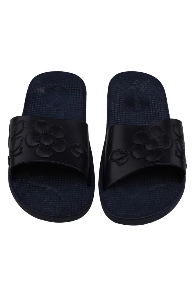 Kaşgar Floral Patterned Women Slippers 1831 | Navy blue