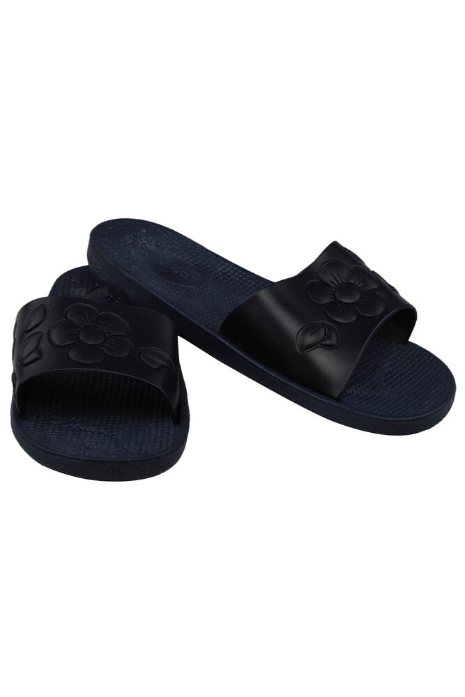 Kaşgar Floral Patterned Women Slippers 1831 | Navy blue