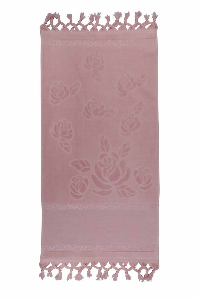 Bağlamalı Saçaklı İşlemelik Havlu 50*90 cm Pudra