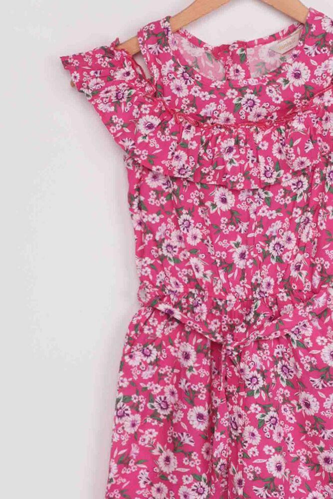 Flower Printed Girl Jumpsuit 20065 | Fuschia
