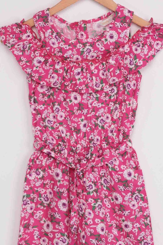 Flower Printed Girl Jumpsuit 20065 | Fuschia