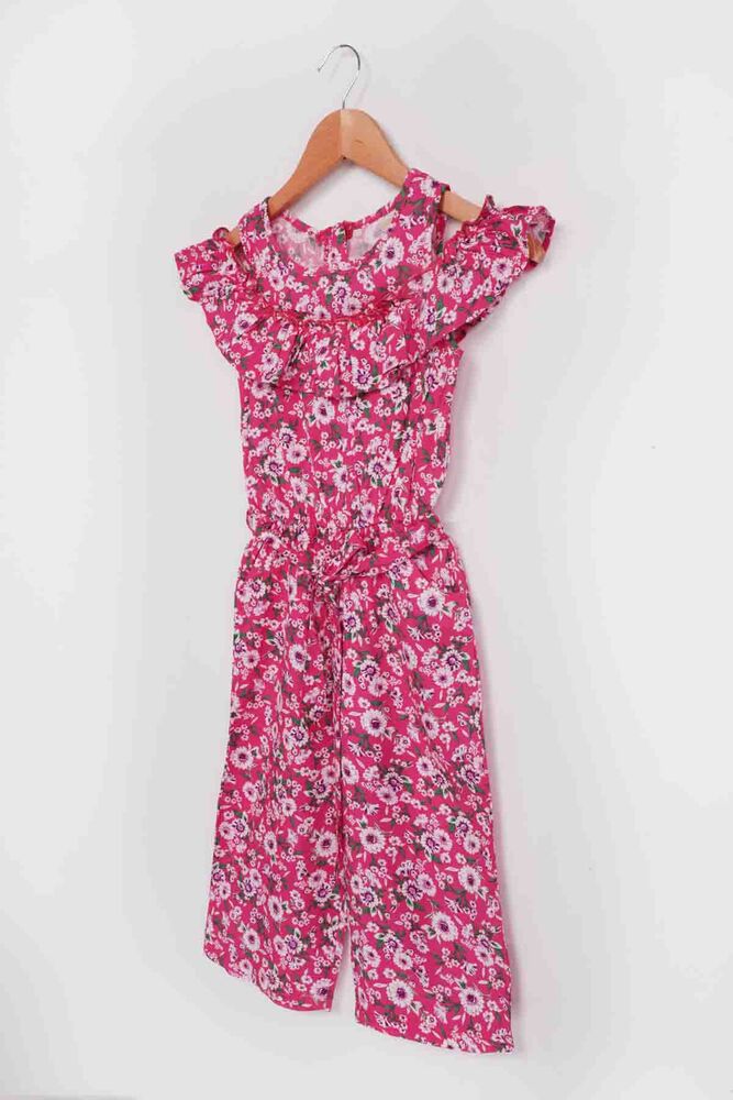 Flower Printed Girl Jumpsuit 20065 | Fuschia