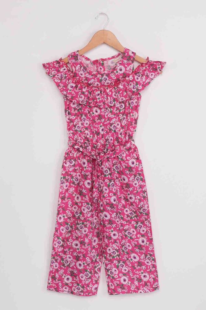 Flower Printed Girl Jumpsuit 20065 | Fuschia