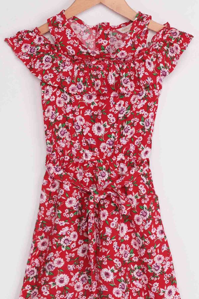 Flower Printed Girl Jumpsuit 20065 | Red