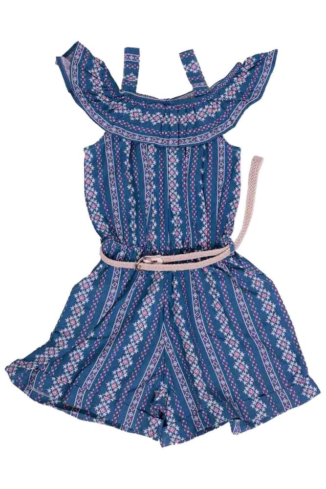 Madonna Neck Girl Jumpsuit | Blue