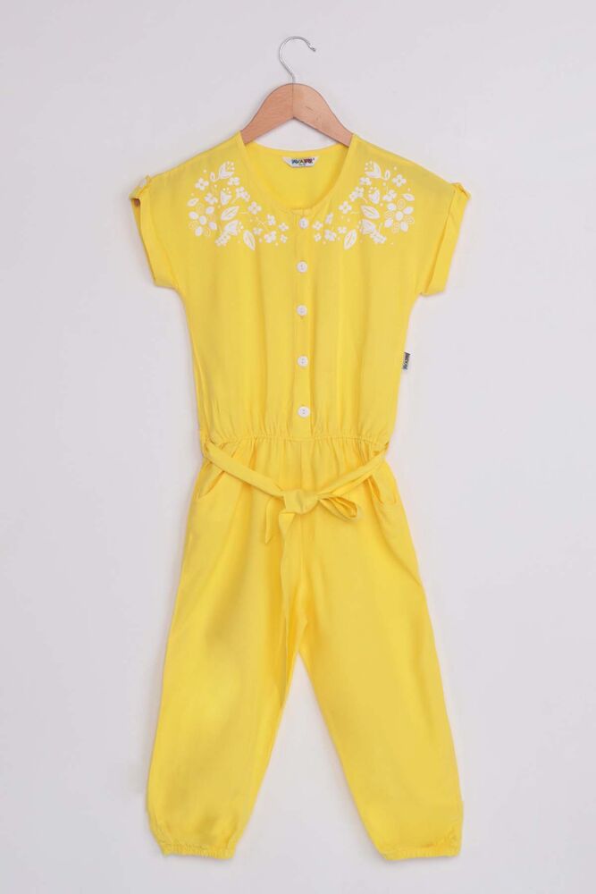 Flower Printed Girl Jumpsuit 911 | Yellow