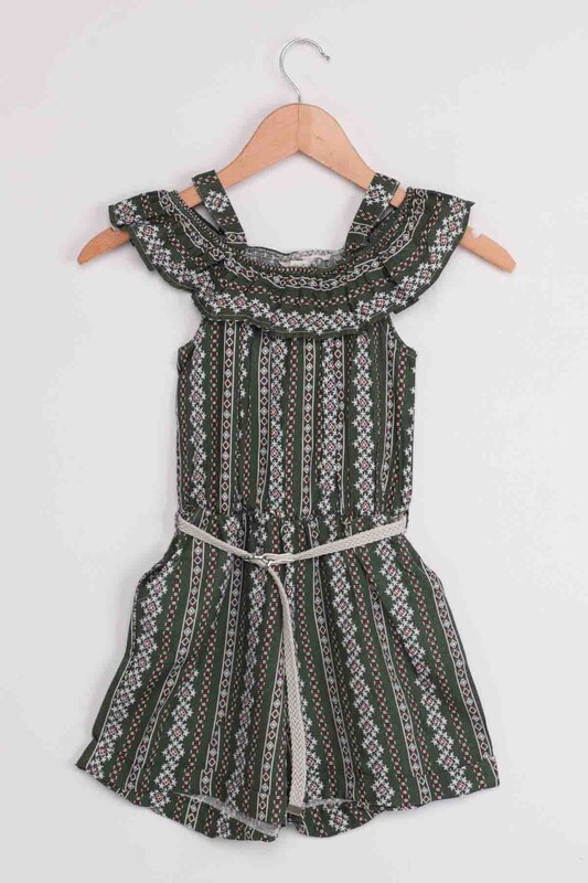 SİMİSSO - Madonna Neck Girl Short Overalls | Green