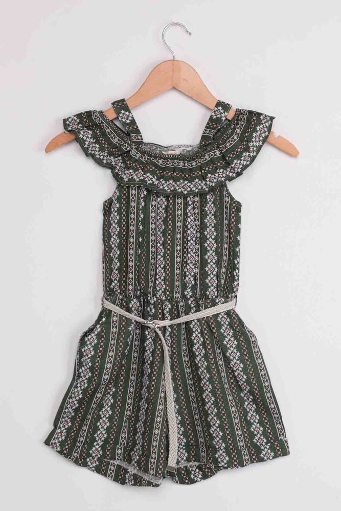 Madonna Neck Girl Short Overalls | Green