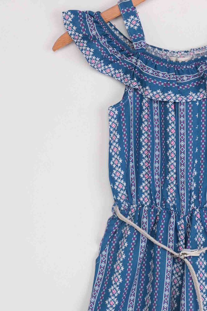 Madonna Neck Girl Jumpsuit | Blue