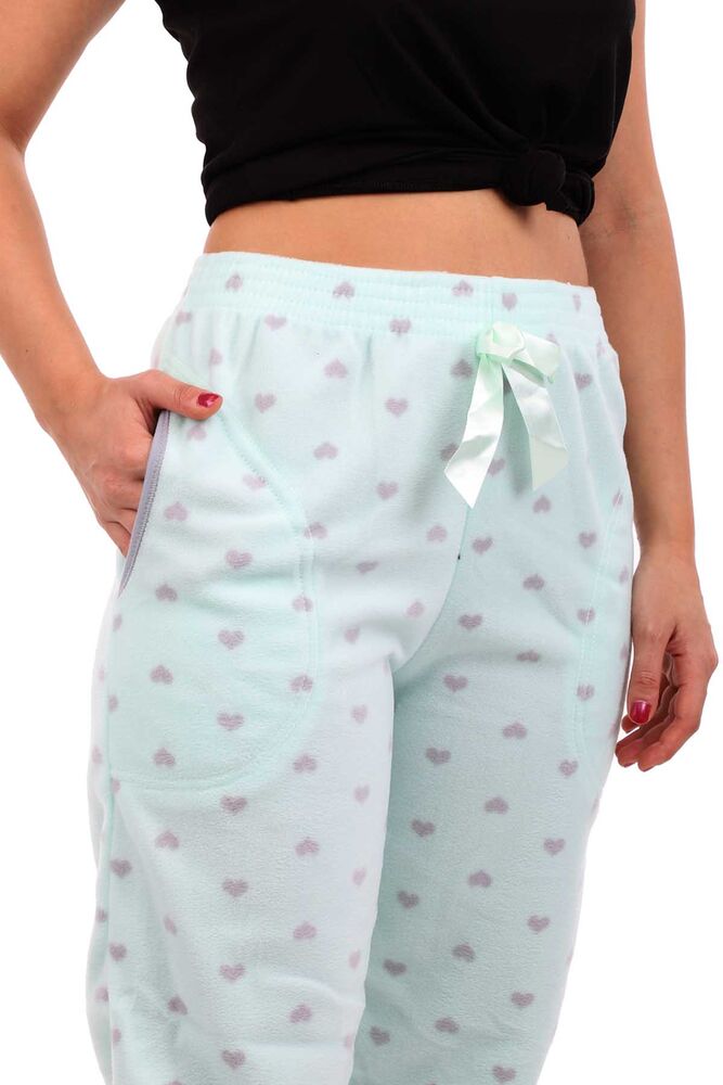 Arcan Kalp Puantiyeli Polar Pijama Altı | Su Yeşili