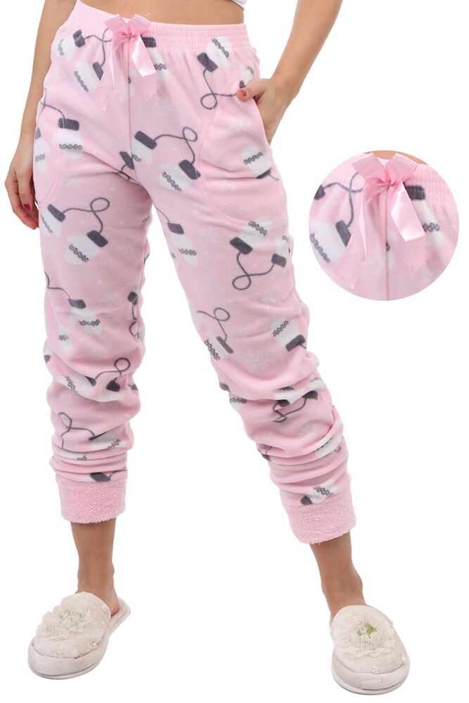 Arcan Eldiven Desenli Polar Pijama Altı | Pembe