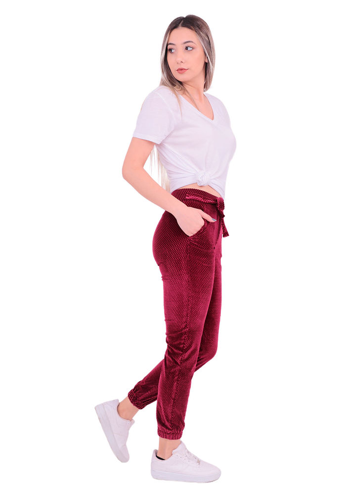 Бархатные брюки Lady Hürrem 2172/бордовый